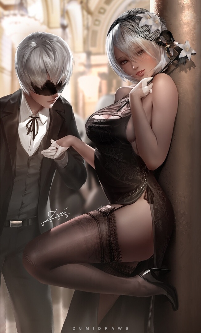 Nier - NSFW, Art, Drawing, NIER Automata, Yorha unit No 2 type B, Yorha unit no 9 type S, Zumidraws