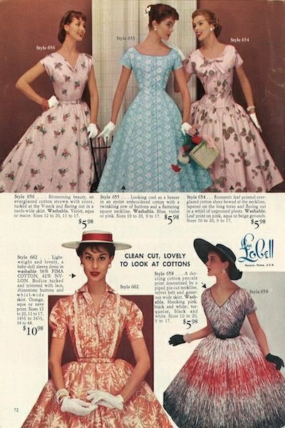 Fashion 1950 - The dress, Fashion, Vintage, 50th, Longpost