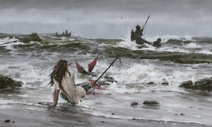 The last mermaid of the northern seas - Art, Drawing, Mermaid, Jakub Rosalski, 