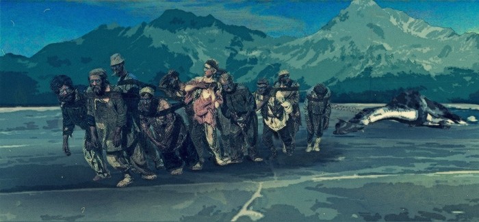 Walkers on the Volga - My, Collage, Drawing, Game of Thrones, Spoiler, Barge Haulers on the Volga