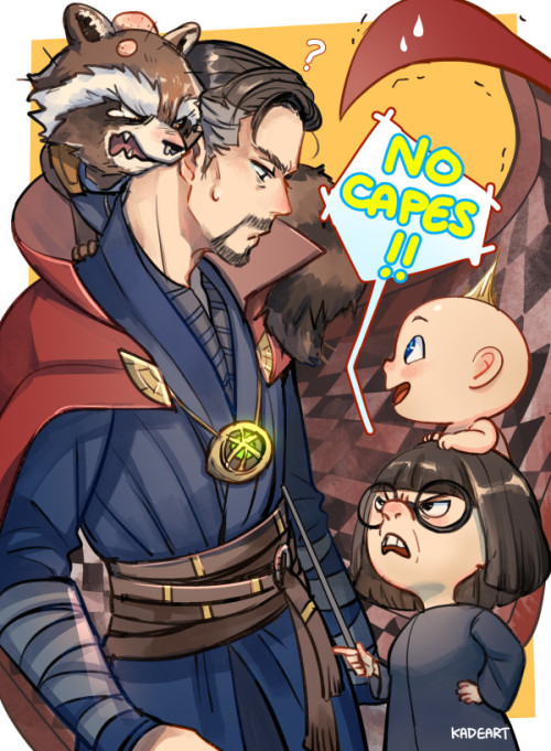 No raincoats - Doctor Strange, Guardians of the Galaxy, The Incredibles, Incredibles 2, Cloak, Art, Kadeart