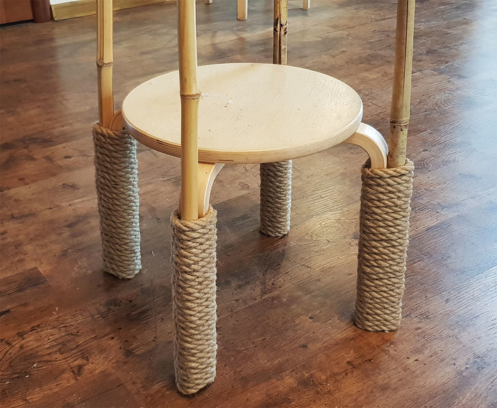 Bamboo flower stand and Ikea stool - My, Stand, Stool, IKEA, Needlework with process, Jute, Jute rope, Longpost