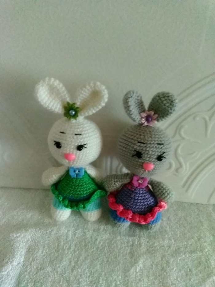 Bunnies............ - My, Knitted toys, Crochet, Longpost