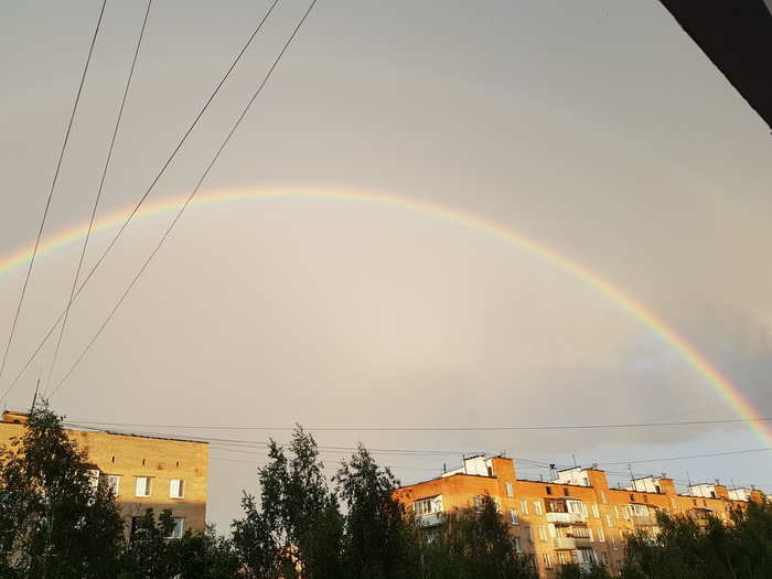 Beautiful double rainbow in the sky over Moscow - My, Double Rainbow, Natural phenomena, beauty of nature, Video, The photo, No filters