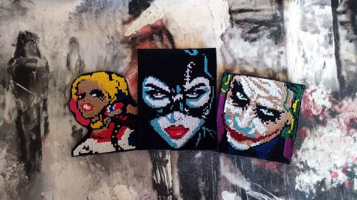 Pixel patches - My, Creation, Embroidery, Patches, Comics, Handmade, Supervillains
