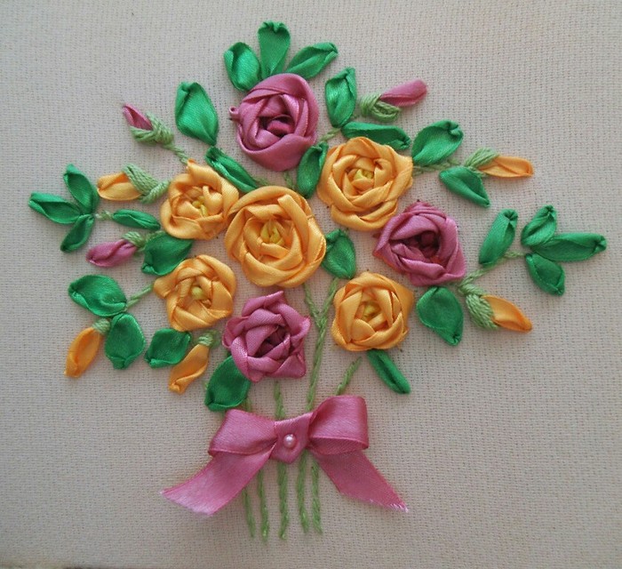 Hobby - My, Embroidery with ribbons, Unusual bouquets