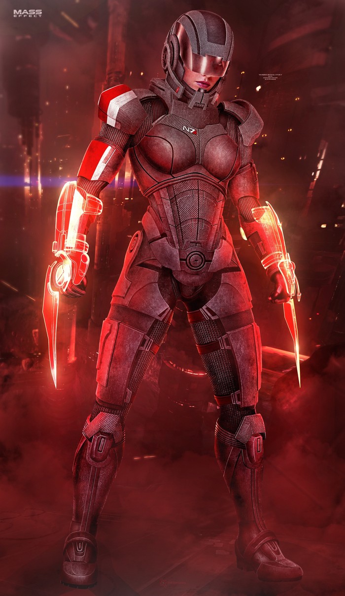 Female Shepard Guardian II - Mass Effect - My, Mass effect, Shepard, Guardian, Desktop wallpaper, N7, Armor, Omega, Longpost