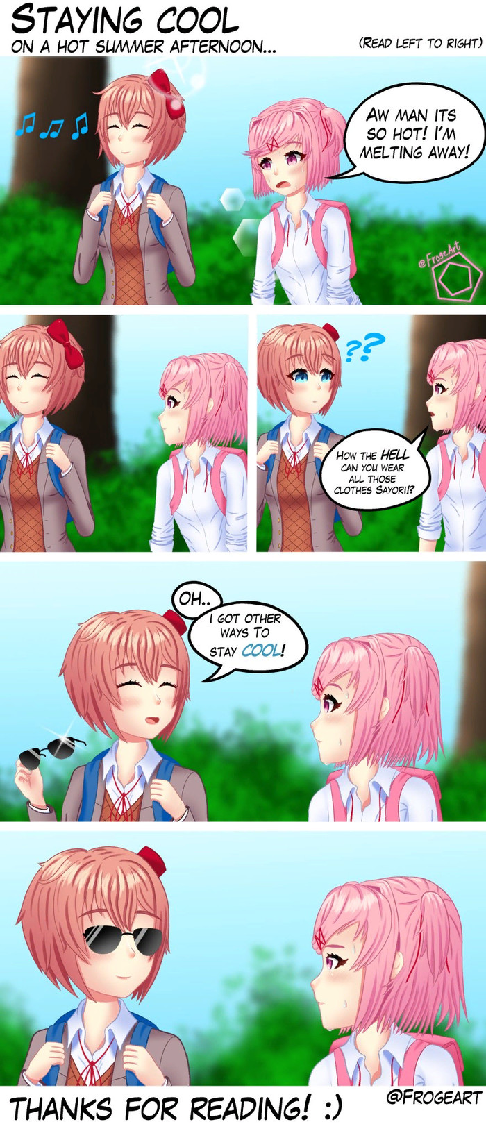 Stay cooooool - Doki Doki Literature Club, Sayori, Natsuki, Anime Art, Визуальная новелла, Комиксы, Длиннопост