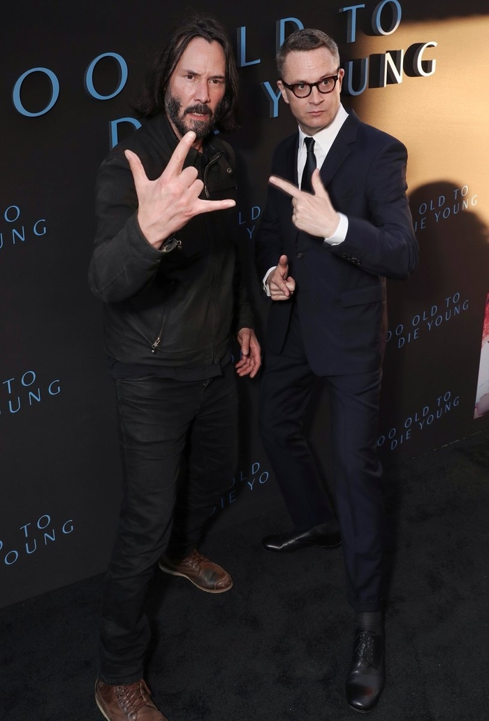 Epic photo: Keanu Reeves and Nicolas Winding Refn at the premiere of the series Too Old to Die - Nicholas Winding Refn, Keanu Reeves, Amazon, Serials, Gangsters, Actors and actresses, Premiere