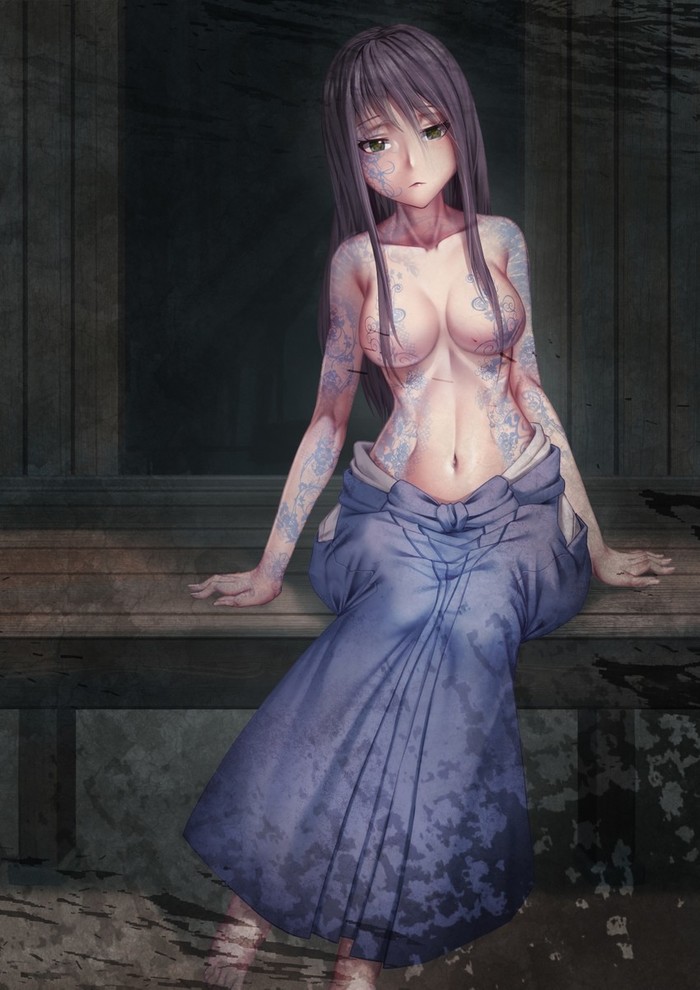 Anime Art - NSFW, Аниме, Anime Art, Не аниме, Fatal Frame 3, Игры, Грудь, Тату