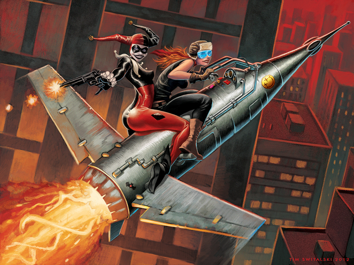 Harley Quinn and Roxy Rocket - Art, Drawing, Dc comics, Batman, Harley quinn, Supervillains