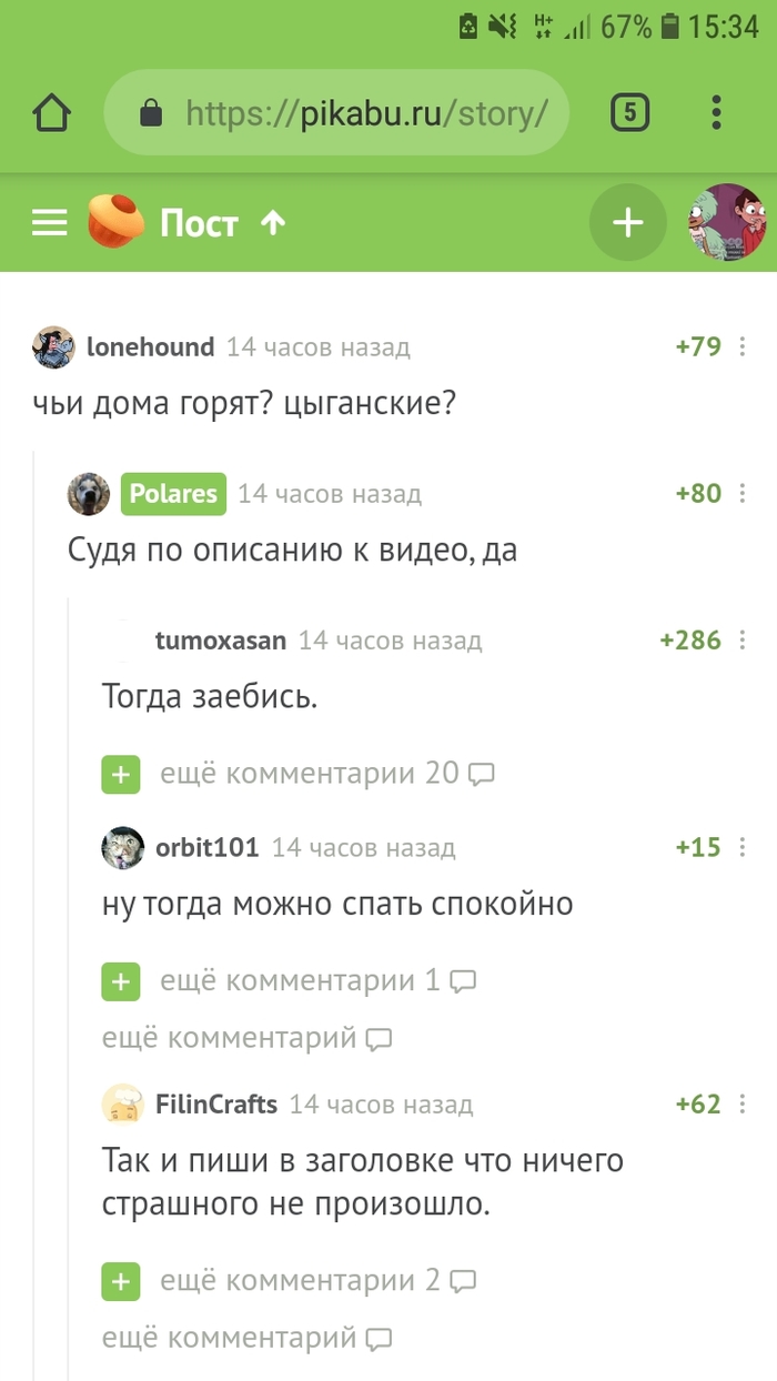 Чьи дома горят? - Цыгане, Ненавижу бл*дь цыган, Комментарии на Пикабу, Скриншот