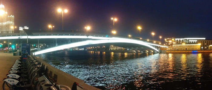 Evening embankments of Moscow - My, Bike ride, Moscow River, Photo on sneaker, Crimean bridge, Andreevsky Bridge, Bridge, Moscow