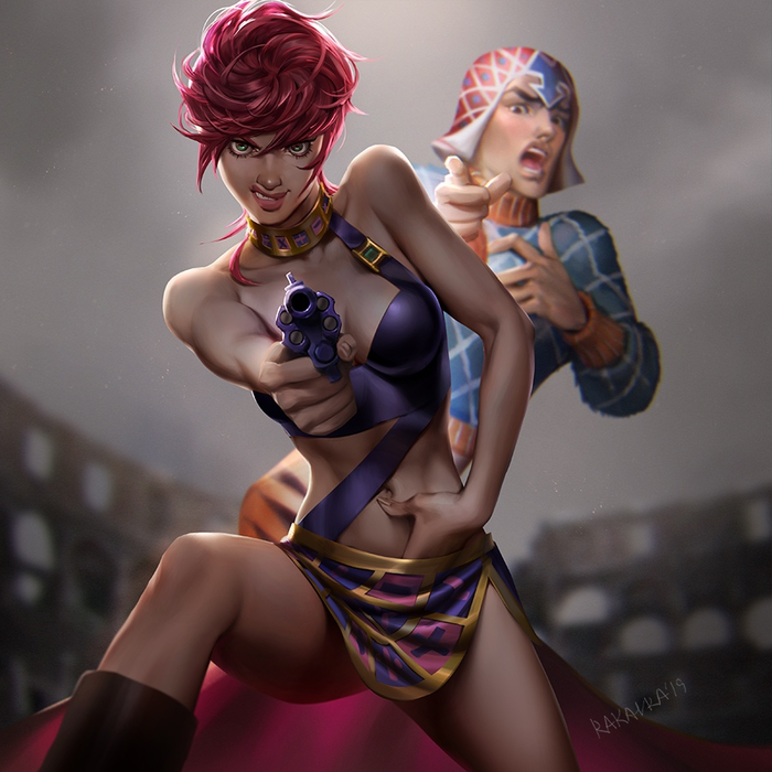 -, ! Jojos Bizarre Adventure, Vento Aureo, Trish Una, Guido Mista, Anime Art, Rakavka, , 