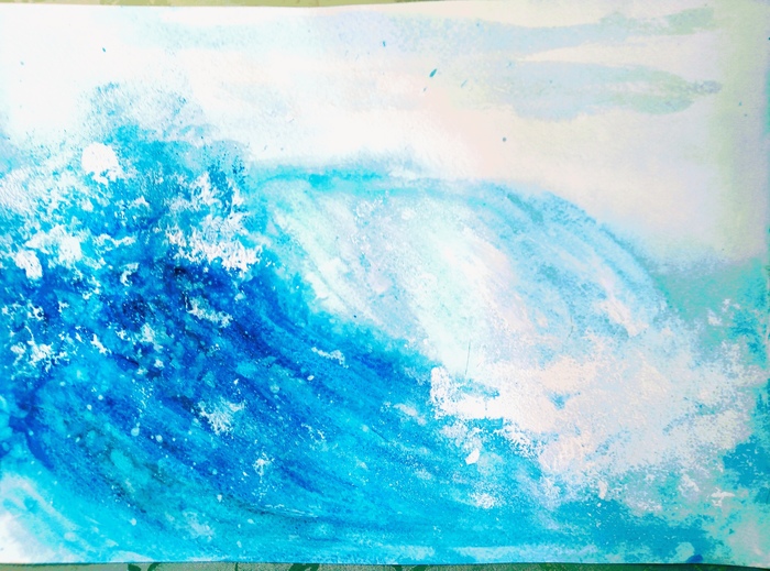 Sea. - My, Drawing, Watercolor, Sea