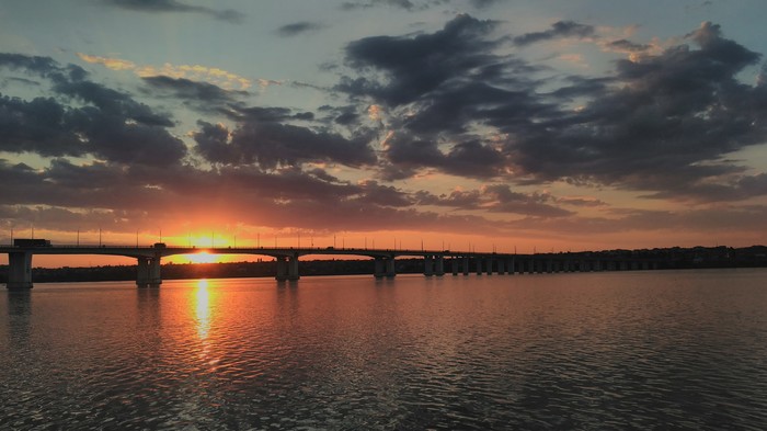 Sunset - My, Kherson, Dnieper, Sunset, Bridge