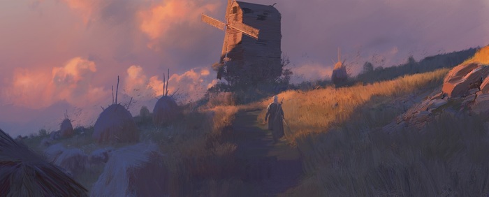 Old mill - Art, Drawing, Mill, Geralt of Rivia, Witcher, Rostyslav Zagornov