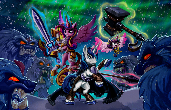 Ponies From The Land Of The Ice And Snow My Little Pony, Princess Cadance, Shining Armor, Flurry Heart, Harwicks-art