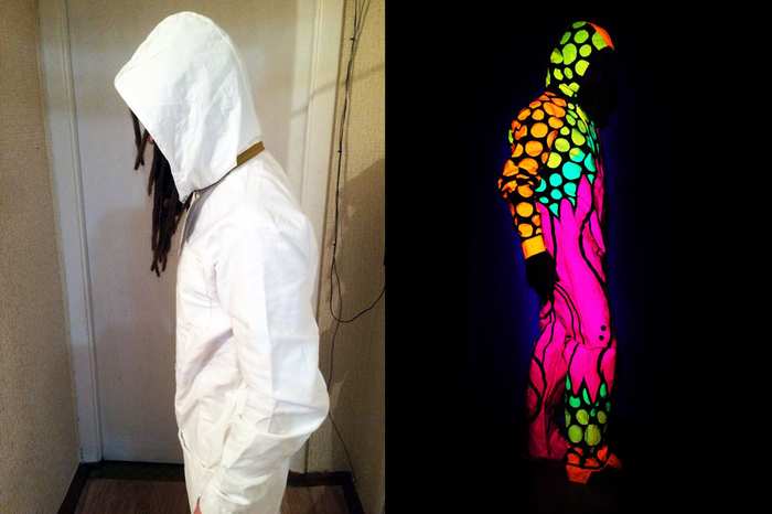 Before after. - My, Costume, Show, Acrylic, Luminous paints, Painting on fabric