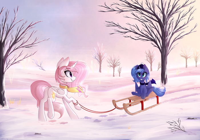 Winter Morning My Little Pony, Princess Celestia, Princess Luna, Imbirgiana