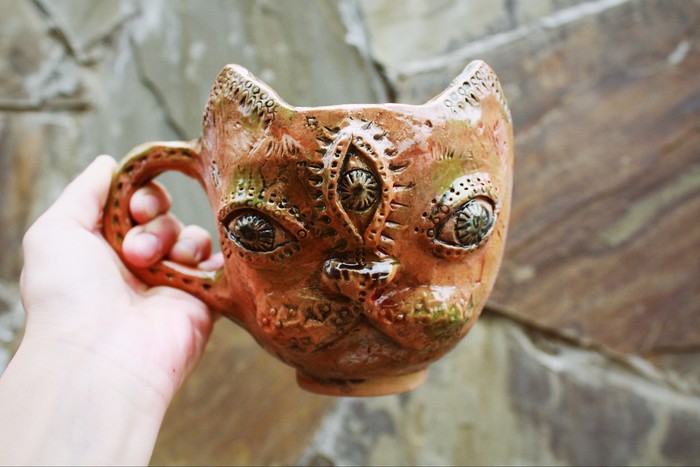 My ceramics. - My, Ceramics, Needlework without process, With your own hands, cat, Longpost