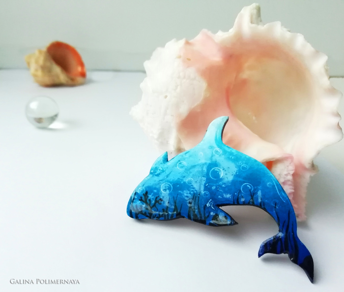 Silhouette brooches (continued) - My, Whale, Brooch, Painting, Needlework without process, Handmade, Sea, Ocean