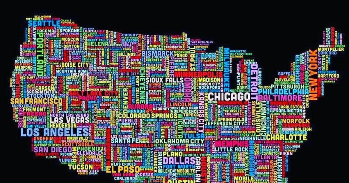 Text to map. Usa map. карта сша со штатами. color or die map.