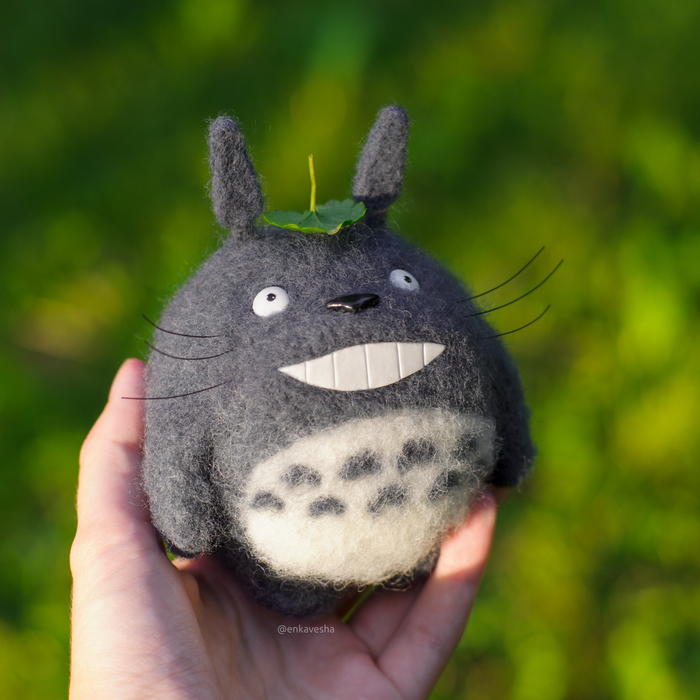 Totoro - My, Totoro, Author's toy, Needlework with process, Dry felting, Soft toy, My neighbor Totoro, Handmade, Longpost