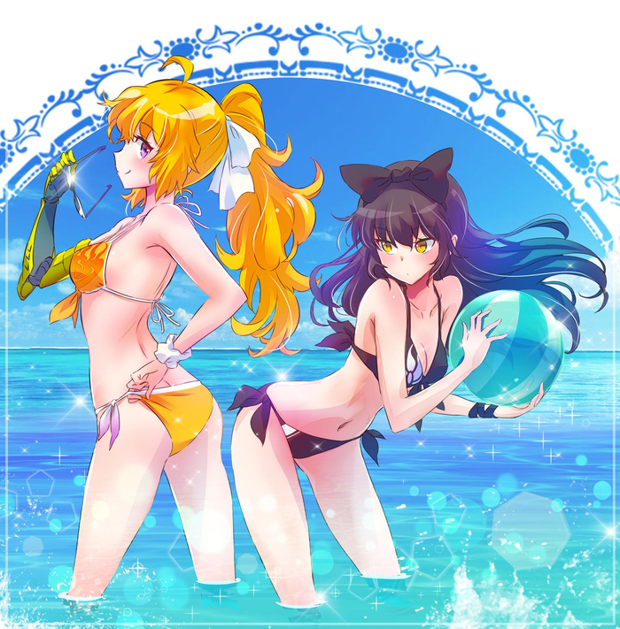 Bumble Beach RWBY, Yang Xiao Long, Blake Belladonna, Anime Art, Mojojoj, , ,  