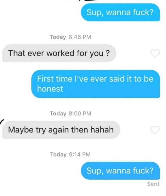 Compilation of funny and funny from Tinder #3 - Tinder, Correspondence, Pickup-Master, Girls, Men and women, Humor, Screenshot, Translation, Longpost