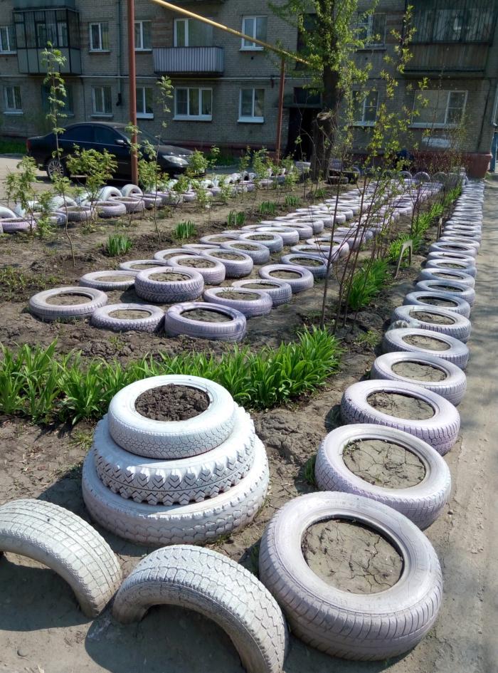 landscaping - Landscaping, Barnaul, Tires, Flower bed