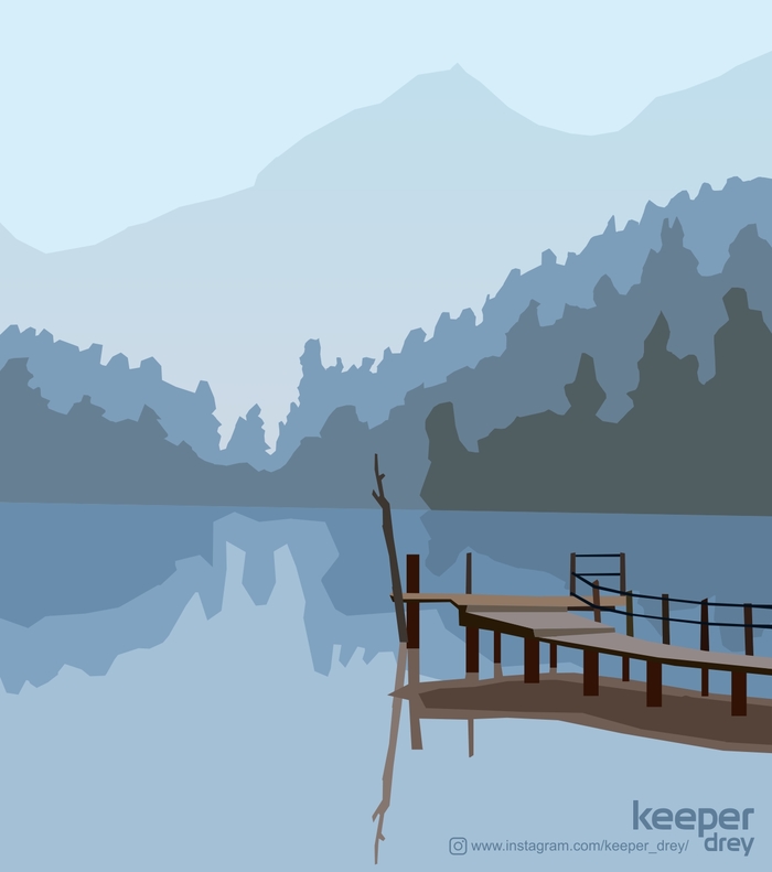 Deep vector for desktop - My, Vector graphics, Landscape