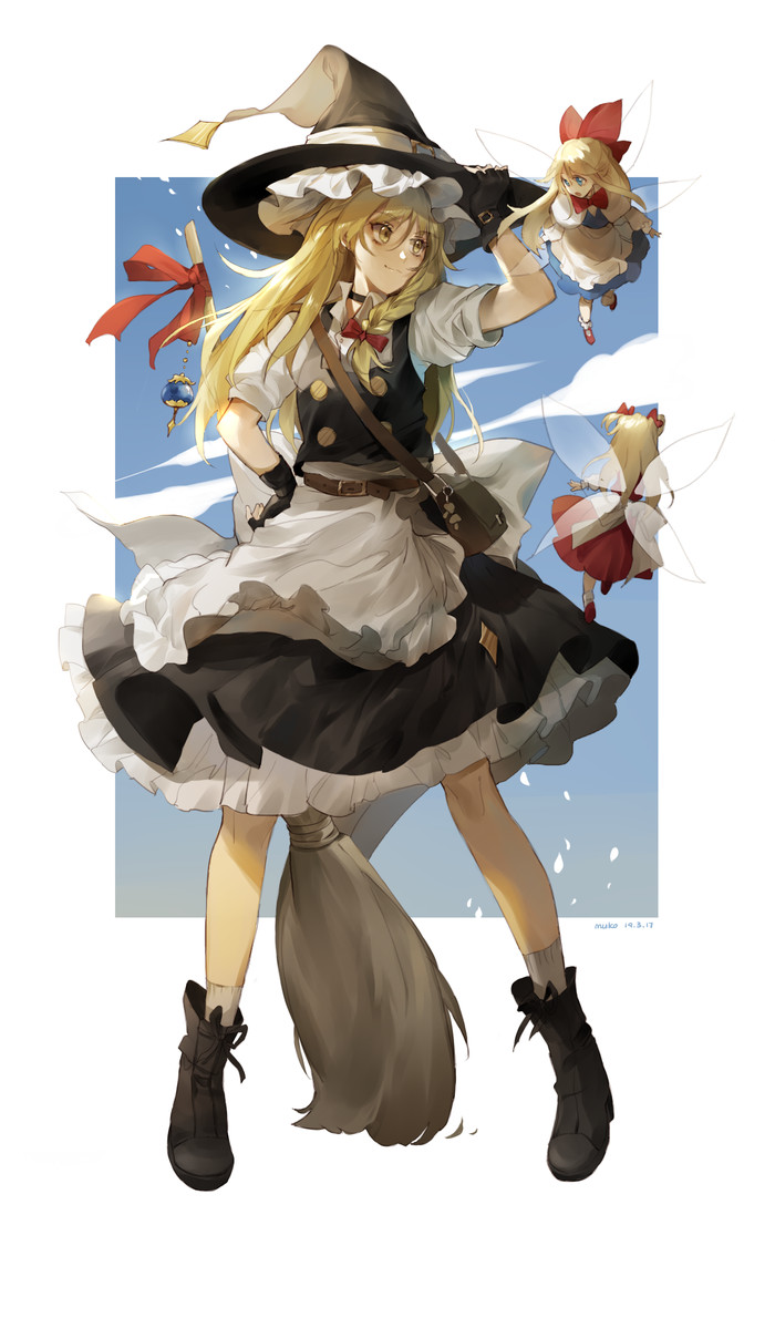 Kirisame marisa - Anime, Anime art, Touhou, Kirisame marisa, Meng Ziya