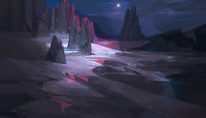 Callisto - My, Photoshop, Digital drawing, Drawing, Landscape, The rocks, Night