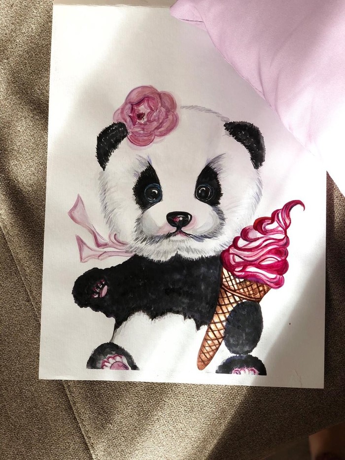 Panda - Watercolor, Panda, Drawing, Toys, Soft toy