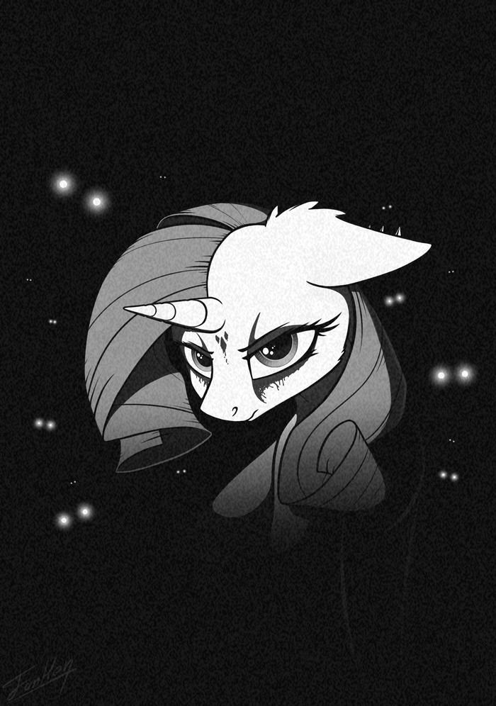 When the light was turned off - Longpost, Black metal, Rarity, Original character, My little pony, My