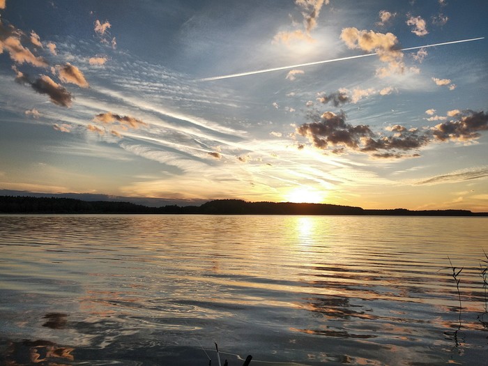 Sunset - My, Fishing, Sunset, Nature, No filters, Ivankovskoye Reservoir
