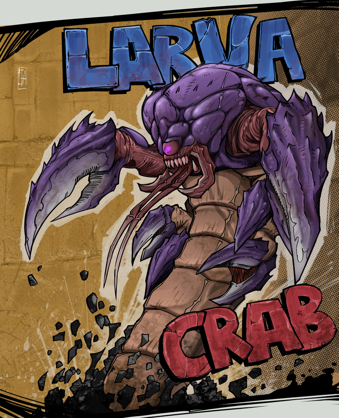 Crab worm from Borderlands - My, Borderlands, Borderlands 2, Enemy, Digital drawing, Drawing, Games, Creatures, Monster