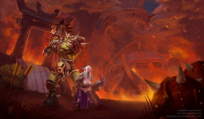 Start of Battle for Azeroth. - Art, Fan art, Battle, Orcs, Night elfs, Horde, Alliance, World of warcraft, , Kirill Stepanov