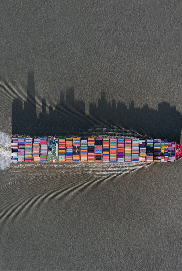 Container ship - Container, Container, Vessel, The photo, Shadow, Photoshop master