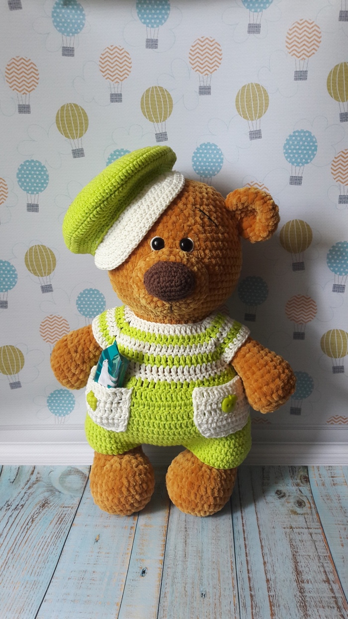 Mishka Yegorka! - The Bears, Knitting, Presents, Handmade, My, Soft toy, Teddy bear