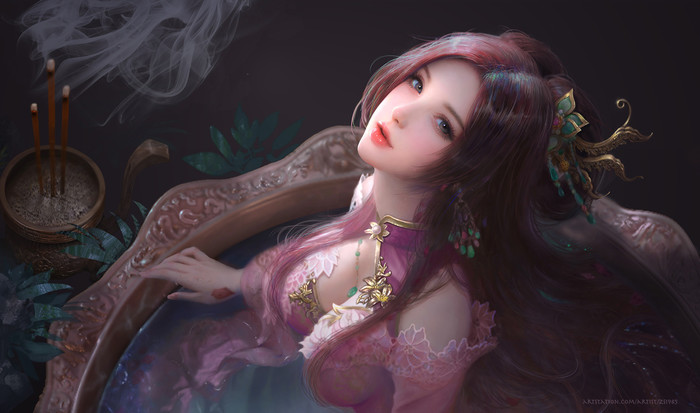 Lady. - Art, Girls, Longpost, Ruoxin Zhang, A selection