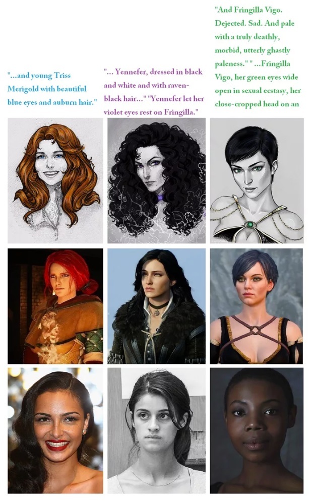 Description of the characters in the book of their incarnation. - The Witcher 3: Wild Hunt, Witcher, The Witcher series, Triss Merigold, Yennefer, Fringilla Vigo