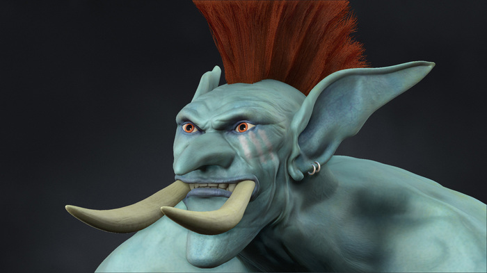 Модель тролля из Warcraft - Моё, Warcraft, Тролль, 3D моделирование, Zbrush