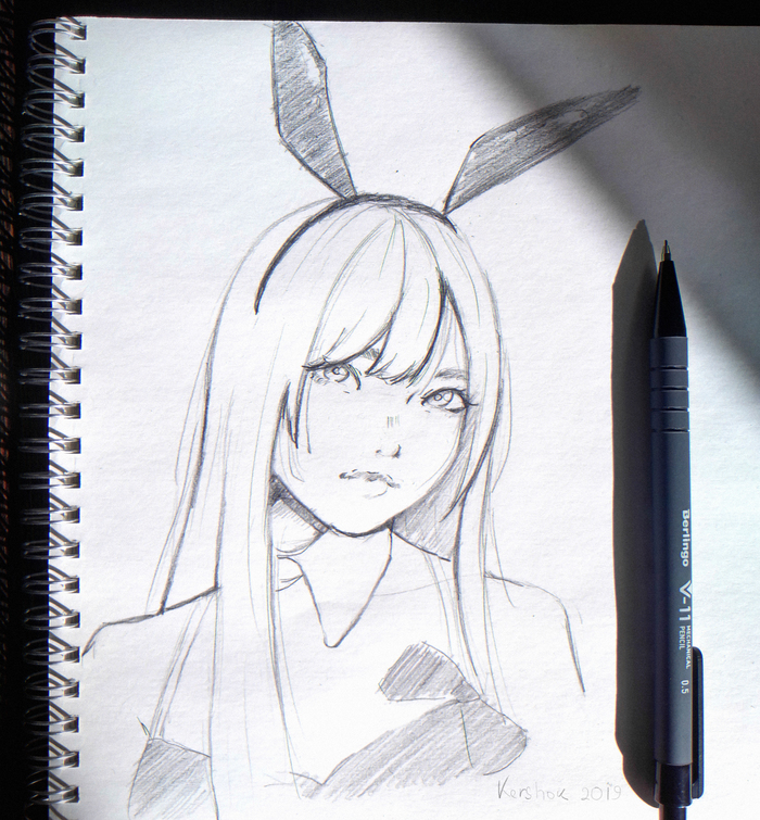Sketch - My, Art, Anime, Anime art, Traditional, Pencil, Pencilart, Kershok