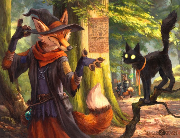 Witch Trell - Furry, Kenket, Forest, Nature, Traditional art