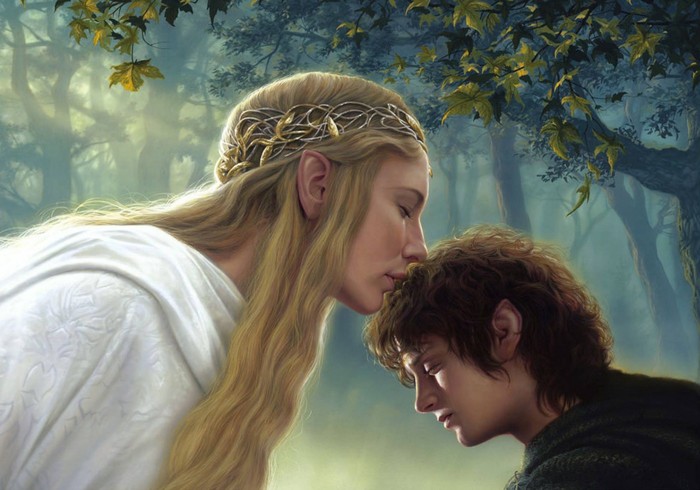 Blessing of Galadriel - Art, Drawing, Lord of the Rings, Galadriel, Frodo Baggins, Blessing, Fantasy, Jerry Vanderstelt