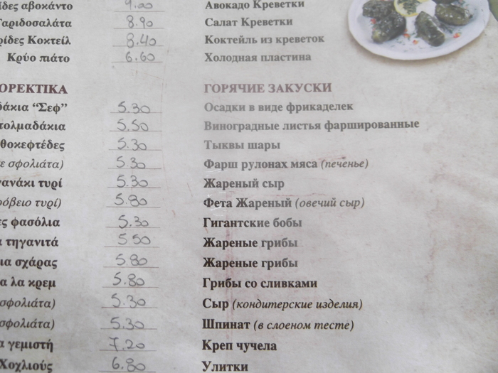 Menu in Russian. - My, Crete, Humor, Longpost, Menu, Lost in translation