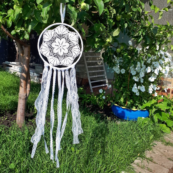 Decorative dream catcher - My, Crochet, Handmade, Needlework without process, Dreamcatcher