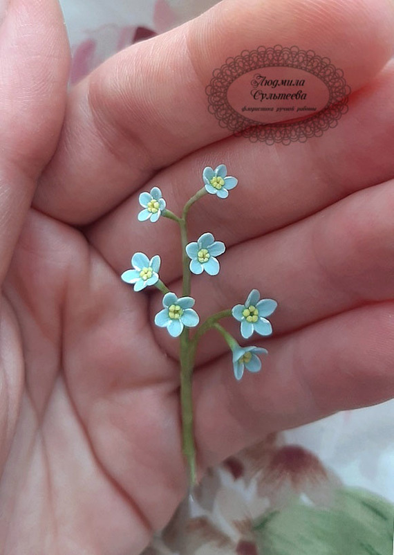 Handmade brooch - Brooch, Handmade, Needlework without process, Creation, Polymer clay, Chamomile, Forget-me-nots, Longpost